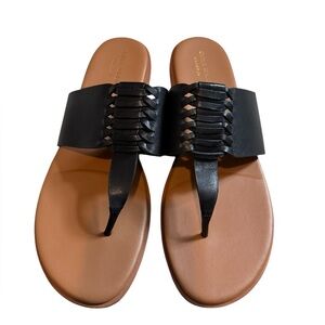 Cole Haan Black Leather Felix Grand Thong Sandals Women's Size 10 EUC